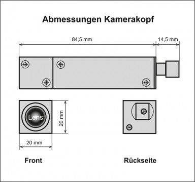 Kamerakopf Abmessungen Mechanikzeichnung mit Abmessungen seelector ICAM HD4 Sensorkopf