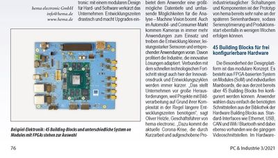 Foto Artikel 'Entwicklung auf der Überholspur' in der PC&Industrie 3/2021