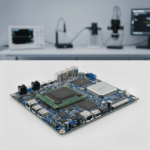 Die hema Embedded Vision Plattform unterstützt ab sofort System on Modules mit GPUs, TPUs und anderen KI-Recheneinheiten, ergänzend zu FPGA-basierten Modulen. Bild: hema electronic / KI-generiert