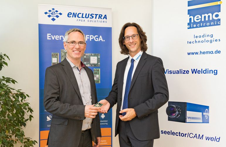 Martin Heimlicher, president and founder Enclustra and Oliver Helzle (right), president hema electronic